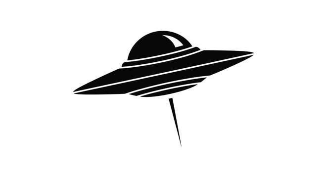 A striking black and white image of a classic flying saucer silhouette