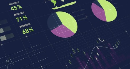 Animation of social media icons envelope financial data processing - Powered by Adobe