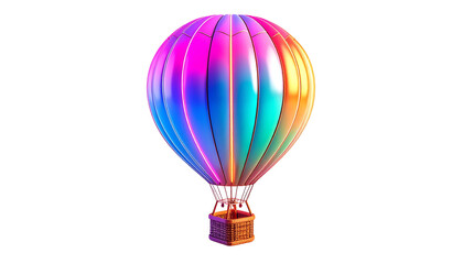 Vibrant, colorful hot air balloon isolated against a black background