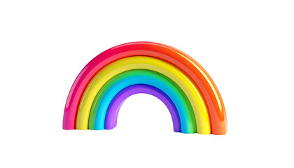 A glossy, 3D rainbow with vibrant colors isolated on black