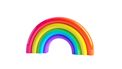 A glossy, 3D rainbow with vibrant colors isolated on black