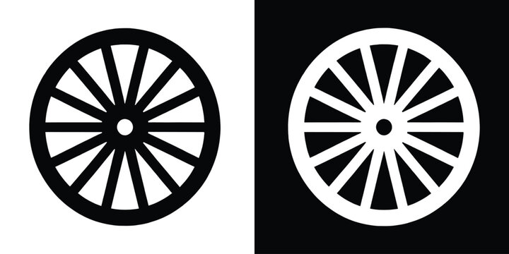Wagon wheel silhouette vector, wagon wheel icon