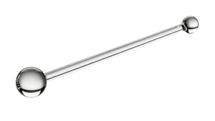 Clear glass rod with spherical ends on png isolated transparent background black background image