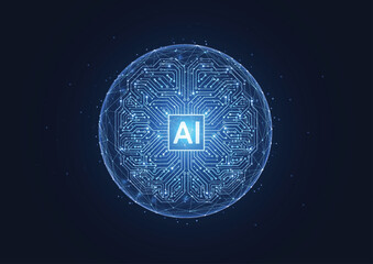 Abstract artificial intelligence global network connection. Digital technology lline composition concept of global business. Vector Illustration