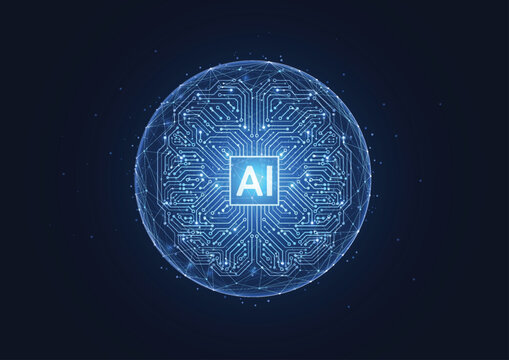 Abstract artificial intelligence global network connection. Digital technology lline composition concept of global business. Vector Illustration