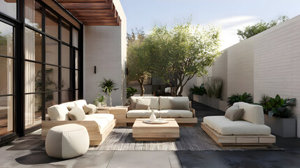 Luxury Outdoor Courtyard with Modern Seating