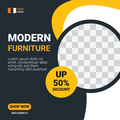 Modern Furniture Social Media Post with 50 Discount Offer