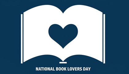 National Book Lovers Day Graphic with Heart-Shaped Book Illustration