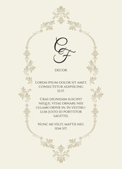 Victorian oval leaf frame. Cardstock template. Label design.