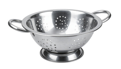 Stainless Steel Colander With Handles Isolated On Transparent Background For Kitchen Use Food Preparation And Cooking Related Projects And Designs