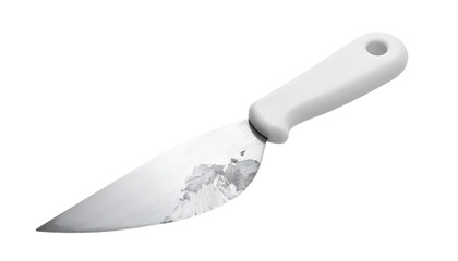 Used Paring Knife With White Handle Isolated On Transparent Background For Food Preparation And Kitchenware Product Photography Needs
