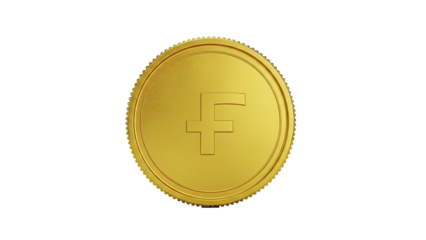 Gold Coin with Swiss Franc Symbol