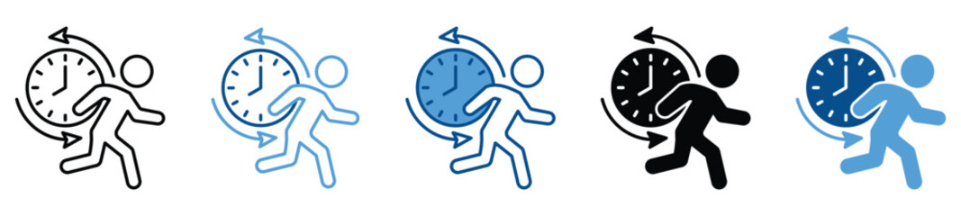 Time Management icon set in multiple styles