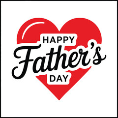 Happy Father&rsquo;s Day Typography with Red Heart &ndash; Modern Love Celebration Vector Design