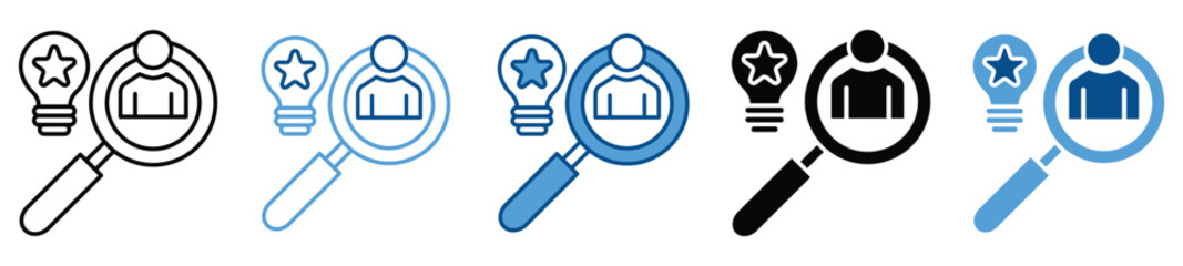 Recruitment icon set in multiple styles
