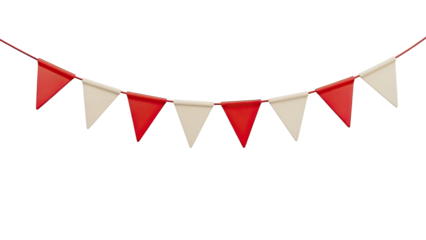 Red and Cream Triangle Bunting on a String