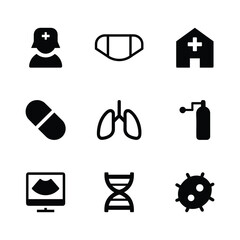 Set of Healthcare and Medical Icons. Containing Diagnostic Tools, Telemedicine and Hospital Equipment Illustrations

