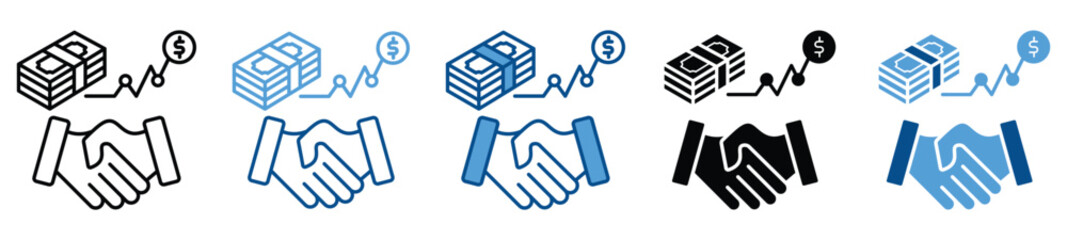 Partnership icon set in multiple styles