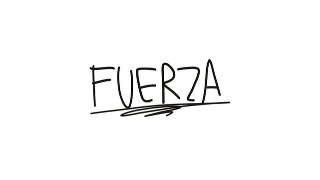 video de la palabra fuerza escrita a mano sobre fondo blanco