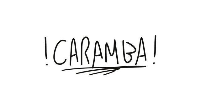 video de la palabra caramba escrita a mano sobre fondo blanco