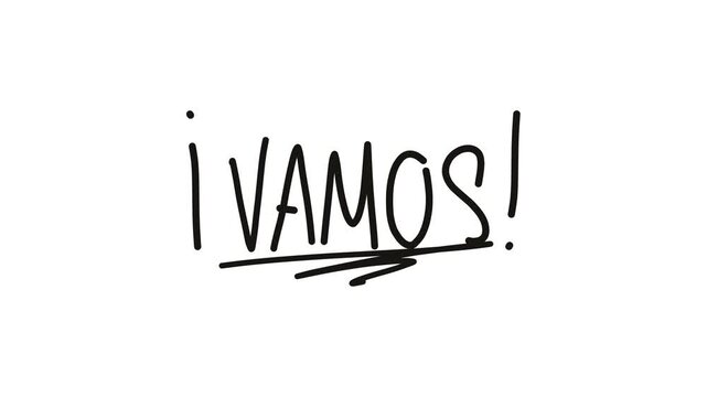 video de la palabra vamos escrita a mano sobre fondo blanco