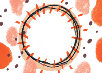 Vibrant illustration of virus cells with orange spikes on black background