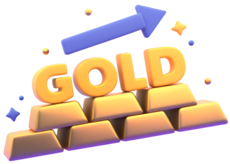 Golden bars with upward arrow symbolizing growth and wealth