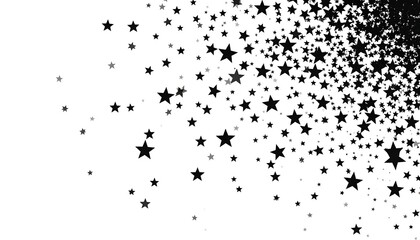 Black stars cascade down on a white background, creating a pattern