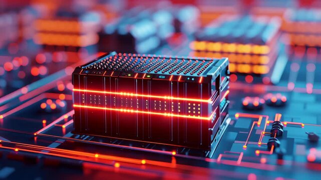 Peak energy and reliability futuristic technology with glowing circuit board design for high