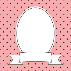 Laurel wreath decorative vector photo frame on polka dots pink background