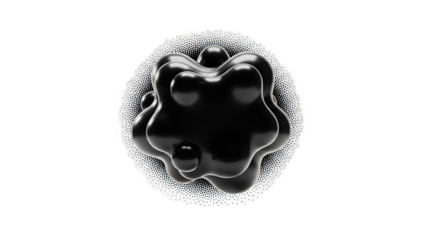 Abstract Black Blob with Halftone Background