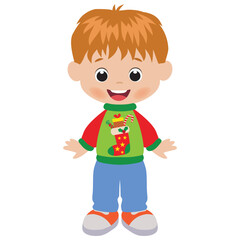 Funny Christmas  boy vector cartoon illustration