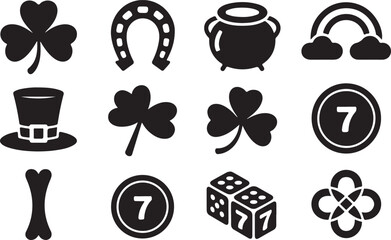 St Patrick's Day Lucky Charm Icon Collection illustration silhouette