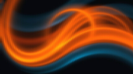 Vibrant orange and blue abstract waves on dark background