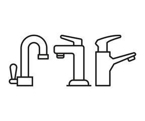 faucet icons set line illustration vector