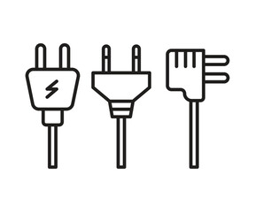 electric plug and mobile charger icons set line illustration vector