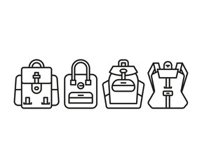 backpack icons set line illustration vector