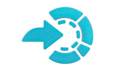 Cyan Arrow with Circular Segments