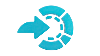 Cyan Arrow with Circular Segments