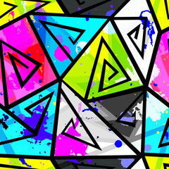 Acid Green Geometric Graffiti Pattern