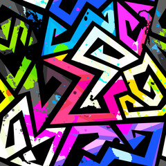 Toxic Graffiti Maze Seamless pattern