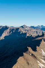 Pointe de Ronce, La Grande Casse and few other peaks from Rocciamelone mountain peak in Graian Alps in Italy near borders with France