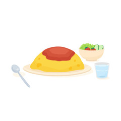 japanese omurice menu set