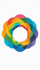 Minimalist Colorful Geometric Flower Design Made Of Translucent Overlapping Vibrant Circles