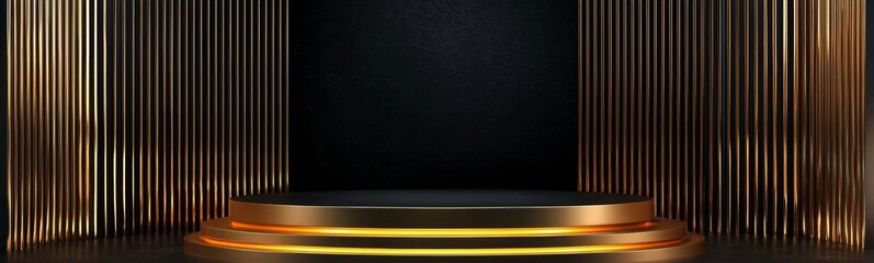 Abstract gold pedestal designed to enhance spotlight presentations.