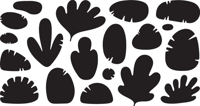 Collection of black hand and foot silhouettes on white