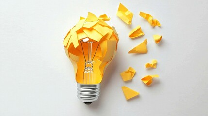 Conceptual representation of creativity and inspiration in business on a white backdrop.