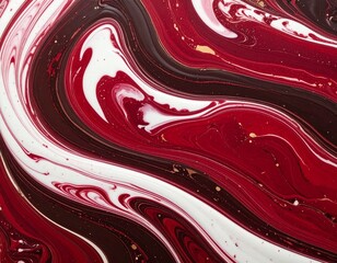 Abstract Swirls of Red White and Dark Colors Flowing Together.