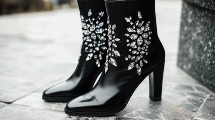 Stylish ankle boots featuring a sophisticated black design. 