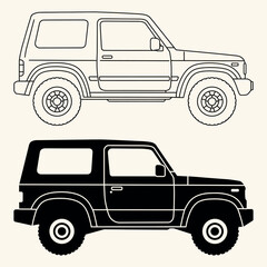 SUV silhouette side view vector illustration